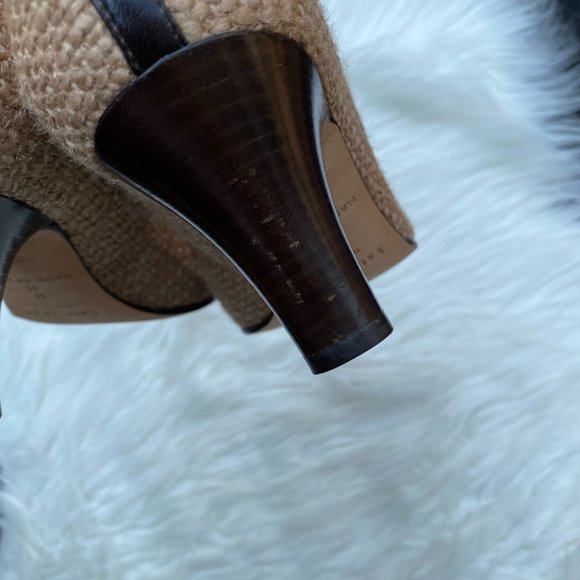 Kate Spade Tweed Fur Pump Heels Tan Khaki - Picture 6 of 8